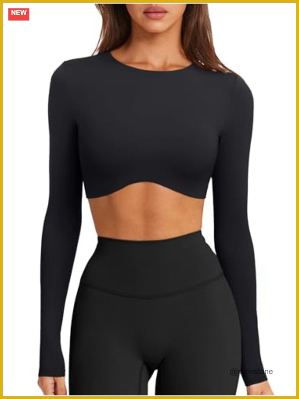 Long Sleeve Crop Top Double Lined Crewneck Workout Shirt